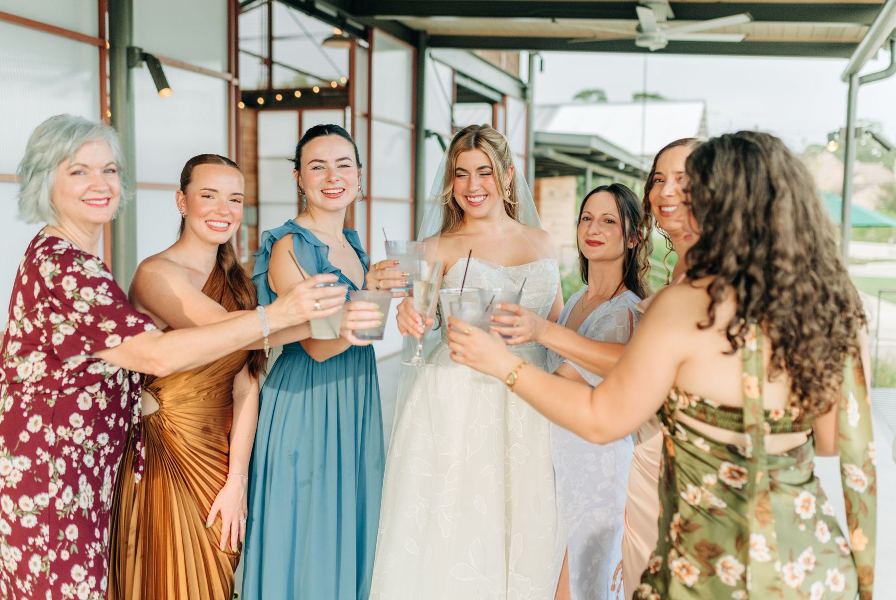 Moncus Park: bride toasting with a group of guests at the Doerle Pavilion